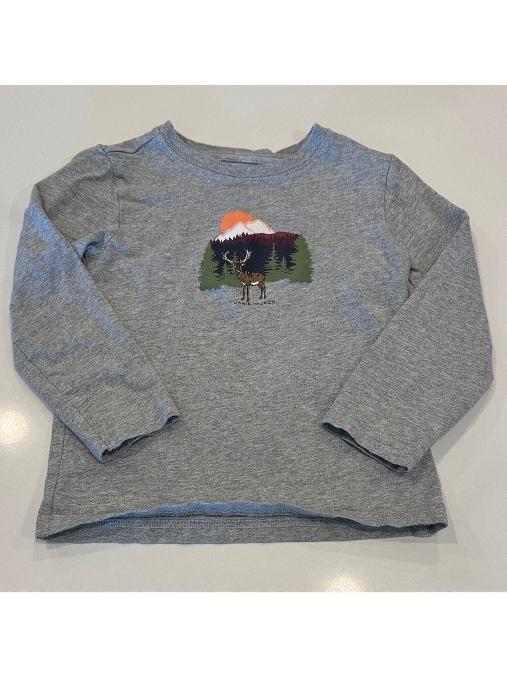 Janie and Jack Gray Deer Mountain Long Sleeve Shirt